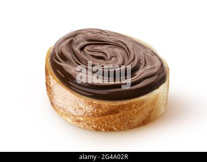 Slice of bread with chocolate cream with hazelnut Stock Photo