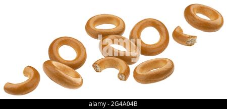 Russian bagels, bread rings isolated on white background Stock Photo