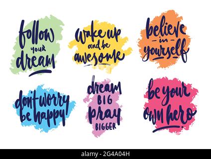 motivation lettering design set hand drawn Stock Vector