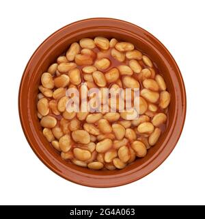 Baked beans in tomato sauce isolated on white background Stock Photo