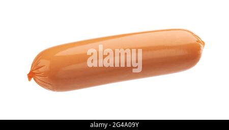 One boiled sausage isolated on white background Stock Photo