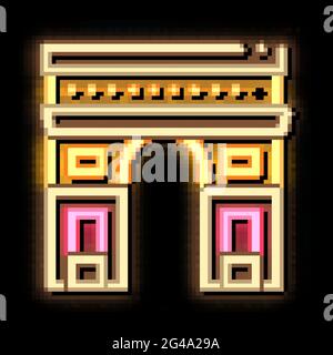 gate arch saint denis neon glow icon illustration Stock Vector