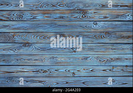 Blue wooden planks background, old and grunge blue colored wood texture Stock Photo