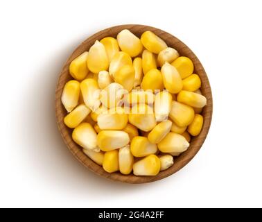 Fresh corn seeds isolated on white background with clipping path, top view Stock Photo