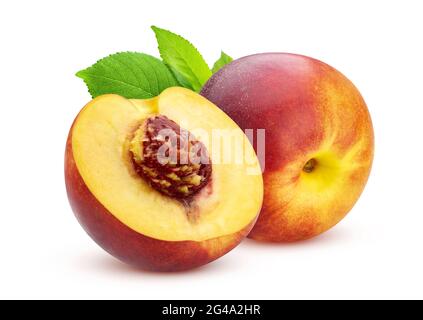 Peach isolated on white background with clipping path Stock Photo