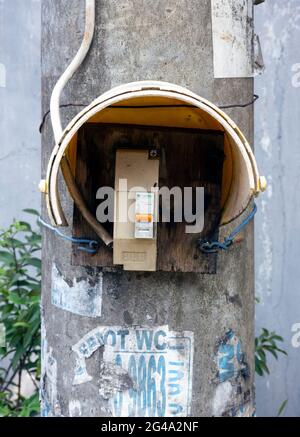 Close up of the mcb attached to the electric pole Stock Photo