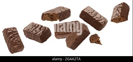 Chocolate covered candies isolated on white background Stock Photo