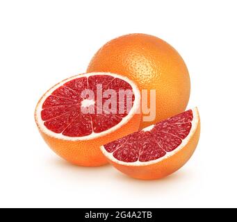 Grapefruit citrus fruit isolated on white background with clipping path Stock Photo