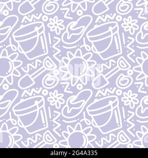 Hand drawn doodle set playing summer on the beach Stock Vector