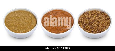 Set of various mustard isolated on white background Stock Photo