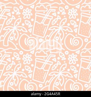 doodle set of summer holiday on the beach Stock Vector