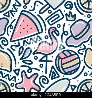 doodle set of summer holiday hand drawing Stock Vector