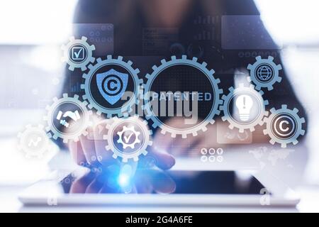 Patented Patent Copyright Law Business technology concept Stock Photo