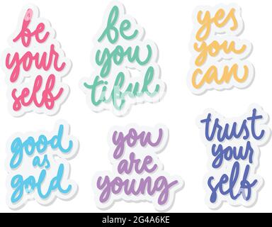 motivation lettering design set hand drawn Stock Vector
