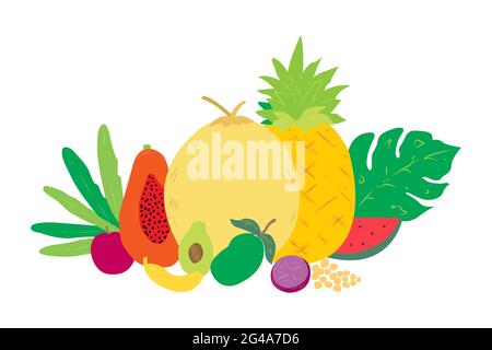 a tropical fresh fruits Stock Vector