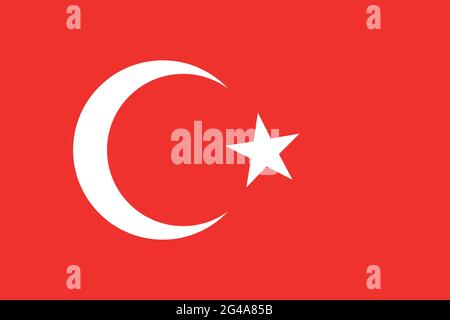 The national flag of the country of Turkey. Stock Vector