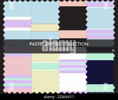 Striped seamless pattern collection includes 8 designs for fashion textiles, graphics Stock Vector