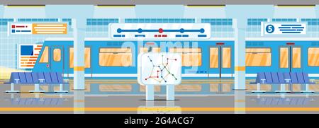 Empty Subway Station Interior. Stock Vector