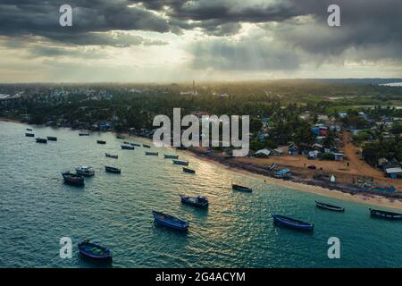 Rameshwaram  harbour  bridge and boats Stock Photo