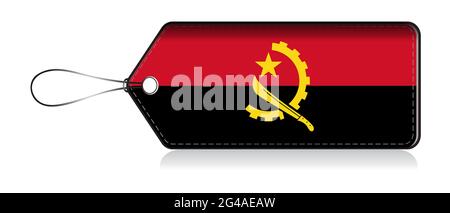 Angola flag lable, Label of product made in Angola Stock Photo