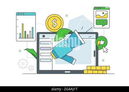 Launch and run advertising campaigns Stock Vector