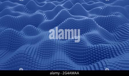 Abstract blue background. Sea of cubes pattern. 3d rendering. Stock Photo