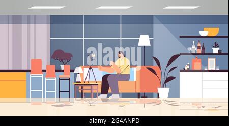 woman podcaster blogger recording video blog podcasting broadcasting live streaming blogging concept Stock Vector