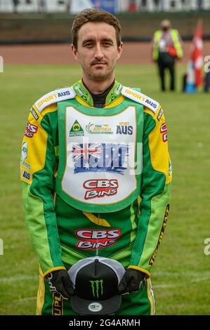 Glasgow, Scotland, UK. 19th June 2021. Chris Holder (Australia) during the FIM Speedway Grand Prix Qualifying Round at the Peugeot Ashfield Stadium, Glasgow on Saturday 19th June 2021. (Credit: Ian Charles | MI News) Credit: MI News & Sport /Alamy Live News Stock Photo