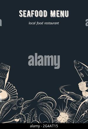 Menu design for restaurant on chalkboard background Stock Vector