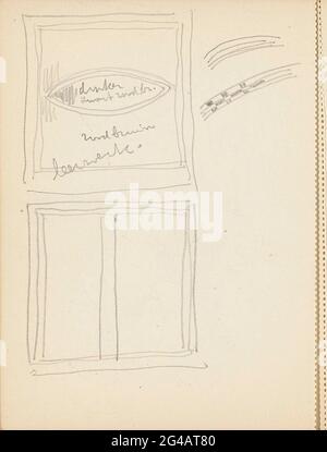 Windows. Leaf 34 Verso from a sketchbook with 60 sheets. Stock Photo