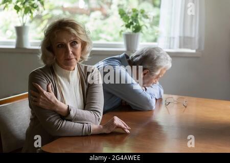 Senior spouses avoid talking having relationships problems Stock Photo