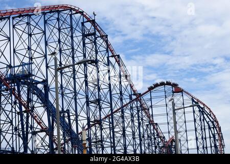 People On The Big Dipper Known As The Big One At Blackpool Pleasure Beach Blackpool Lancashire England UK Stock Photo