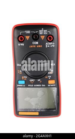 black digital multimeter isolated on white background at dry day Stock Photo