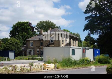 old derelict house in the grounds of Pilgrim hospital Stock Photo