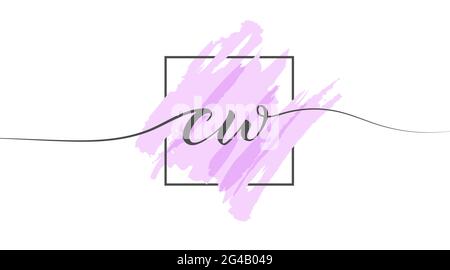 CW Letter Design with Brush Stroke and Modern 3D Look Vector ...