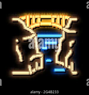 bridge mountain landscape neon glow icon illustration Stock Vector