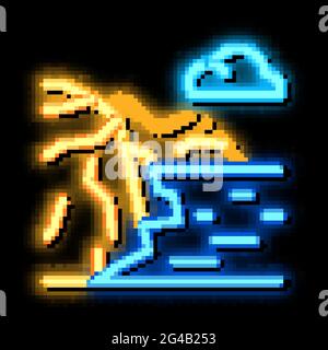 mountain landscape near sea neon glow icon illustration Stock Vector