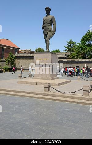 The statue of republican era warlord Zhang Xueliang outside his ex home in Shenyang, China Stock Photo