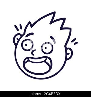 Cartoon Face Frightened Emoji Vector Scared Facial Expression Wide