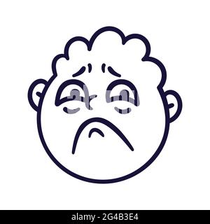 human profile with sad emoji line style icon 2567492 Vector Art at