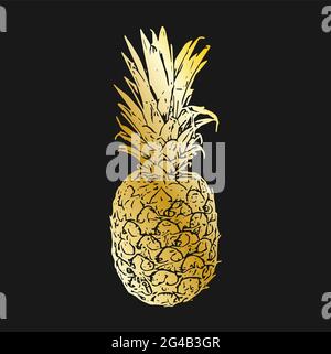 GOLD FOIL PINEAPPLE DESIGN. Can be use as poster, wall art, card, print... Stock Vector