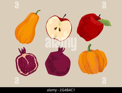 Autumn vector set. Freehand illustration. Stock Vector