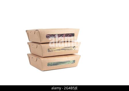 three boxes of noodles isolated on white background. Image contains copy space Stock Photo