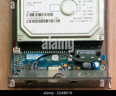 Close up of an electronic PCB in this case an external hard disk drive Stock Photo