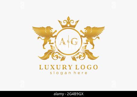 Awesome royal lion logo design Royalty Free Vector Image