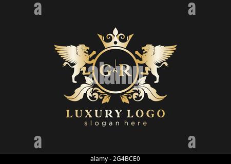 GR Letter Lion Royal Luxury Heraldic,Crest Logo template in vector art ...