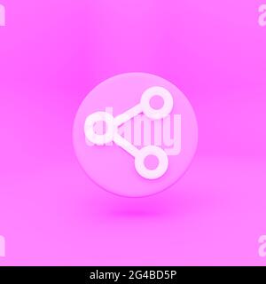 Icon pink share cartoon style. 3d rendering, interface ui ux element ...
