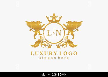 LN Letter Lion Royal Luxury Heraldic,Crest Logo template in vector art ...