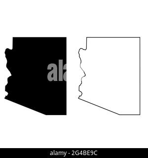 Arizona map silhouette on white background. United state of America country. map black outline state USA - Arizona. flat style. Stock Photo