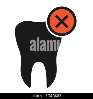Tooth dont´s flat icon isolated on white background. Tooth vector illustration. Dentistry symbol. Stomatology . Stock Vector